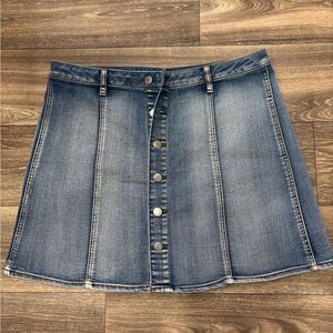 Faded Glory Blue Pleated Button Mini Skirt Size 16 NWOT